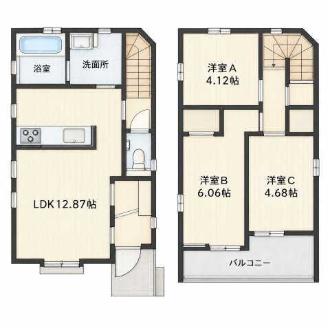 【間取り】 | 【弊社先行公開】小金井市本町3丁目　新築戸建　全2棟