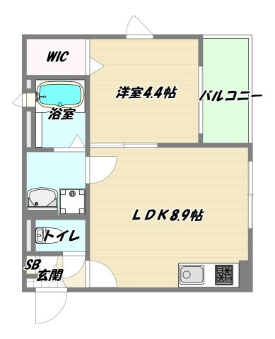 大阪市淀川区西中島１丁目のアパートの間取り