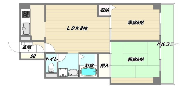 大阪市東淀川区下新庄１丁目の賃貸マンションの間取り