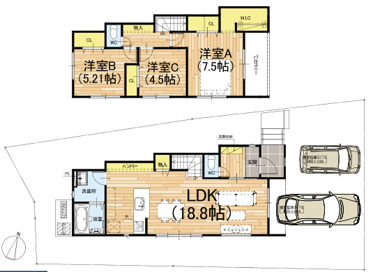 【間取り】 | S41284-1期1号地北白川