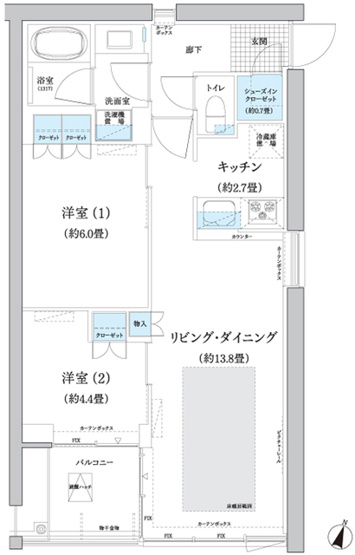【間取り】 | ガーデニエール砧　ＷＥＳＴ