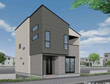 茅ヶ崎市中島　新築戸建　全２棟の外観パース|２号棟イメージパスですので実際のものと多少異なります
