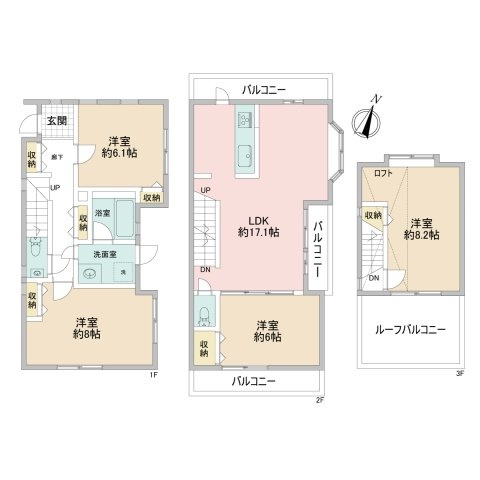 世田谷区大蔵６丁目　戸建の間取り