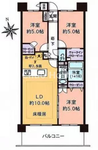 アンビシャス堀切菖蒲園の間取り|5階部分・南西向きにつきまして日当たり・通風良好