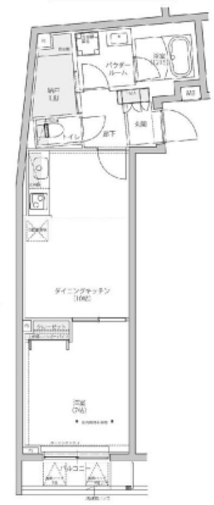 パティーナ蒲田南DUOの間取り|間取り　1K洋室8帖バストイレ別独立洗面台！