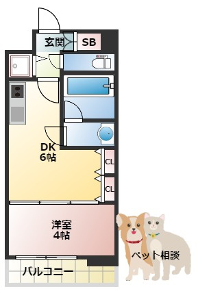 S-RESIDENCE淀屋橋の間取り