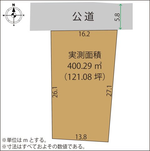 足利市駒場町の売地の土地図