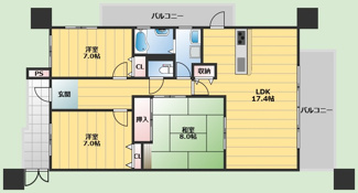 【間取り】 | グランドシティダイヤパレス吹田センターコート壱番館