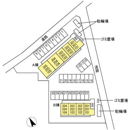BLESS昭島A棟の区画図