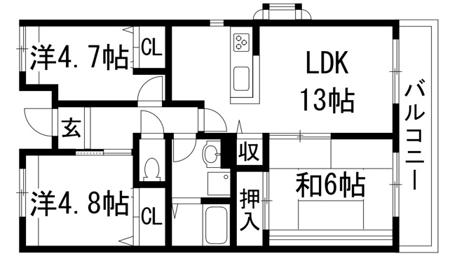 【間取り】 | アルビス五月ヶ丘111号棟