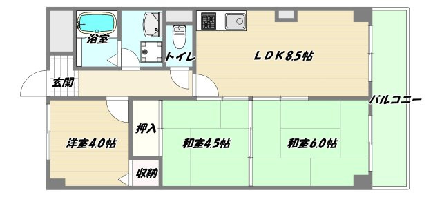 大阪市東淀川区淡路２丁目の賃貸マンションの間取り