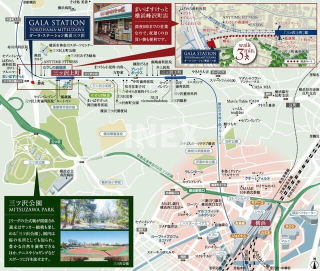 横浜市神奈川区三ツ沢上町の賃貸マンションの地図