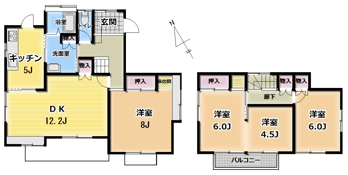 中古戸建　野田市岩名一丁目の間取り