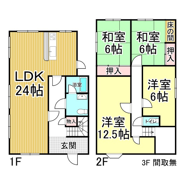 大北山原谷乾町　中古戸建の間取り
