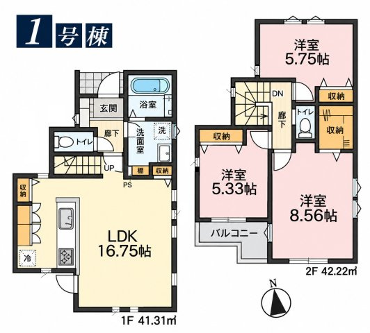 昭島市宮沢町2丁目　新築戸建全2棟の間取り