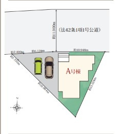 【未完成同施工物件ご案内】富木島町向イ 全1棟 の区画図|全体区画数｜全1棟
◆駐車2台可能！(但し、車種による)
◎まずは、お気軽にお問い合わせください。現地を案内しながら周辺環境も見て頂けます。