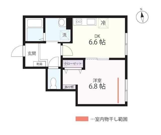 【間取り】 | ＱＵＩＥＴ　ＣＲＡＢ　ＨＯＵＳＥ　ｍｉｘ保土ヶ谷Ａ号棟 | 人気の１ＤＫ！ＤＫ６．６帖、…
