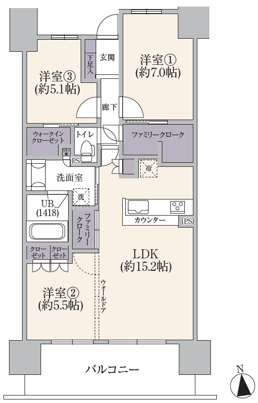 ■3LDK、専有面積：76.34平米、バルコニー面積：12.80平米
※図面と現状が相違する場合は、現状を優先とします。
※家具、小物は販売価格に含まれておりません。
