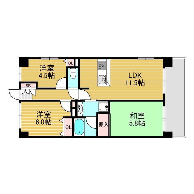 ライオンズマンション三国本町の間取り
