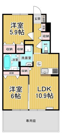 【間取り】 | フルール・ド・ティアラE | 家族とのコミュニケーションを重視した対面キッチンです。