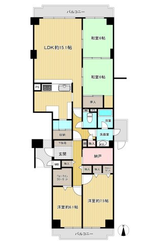 グラン・ドムール甑岩の間取り|LDKと和室の間の扉を開けることで、開放感あふれる空間に！
どちらの居室にも大きな窓がある為、リビング全体が明るい陽光に包まれます。
