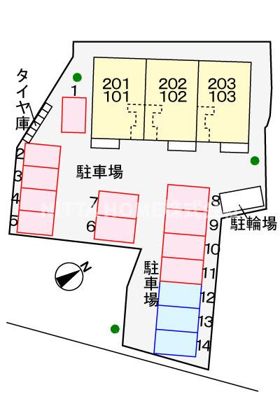 舞鶴市字上福井のアパートの区画図