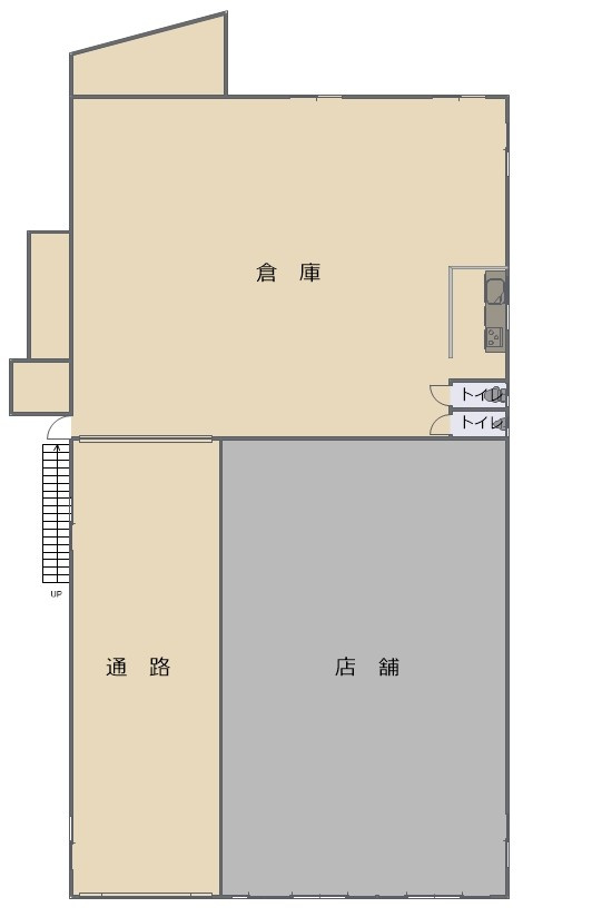 津山市　久米中北下　店舗付き倉庫の間取り|※現況が優先されます
