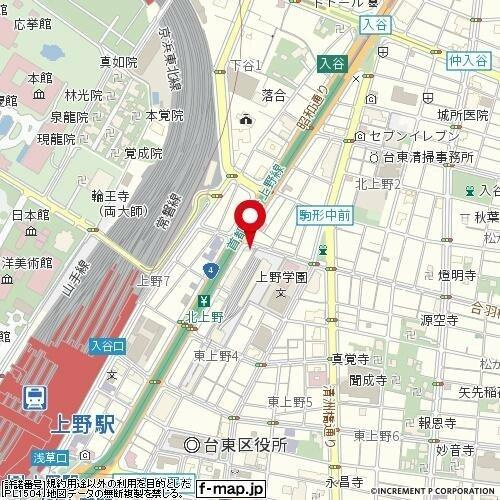 台東区東上野４丁目の賃貸マンションの地図