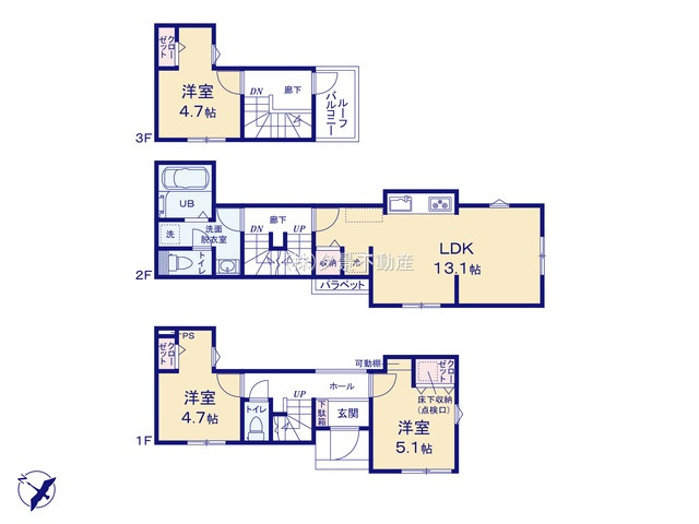 《仲介手数料無料》浦和区神明２丁目16-2新築一戸建てリナージュの間取り