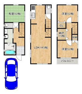 【間取り】 | 鳳南町５丁　中古一戸建 | ３ＳＬＤＫのゆとりのあるお住まい！お子様のお部屋や趣味のお部屋もご用意いただけます♪