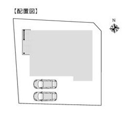 安曇野市豊科高家　中古戸建ての区画図| 並列で2台駐車可能なカースペース。お車の出し入れがスムーズ。