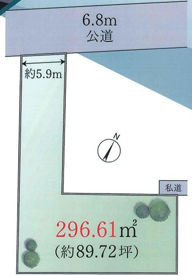 狭山市鵜ノ木　建築条件なし売地　西武池袋線『稲荷山公園駅』徒歩12分　【入間川小学区】の土地図