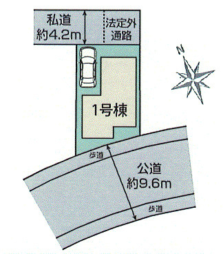 昭島市美堀町1丁目　新築戸建全1棟の区画図