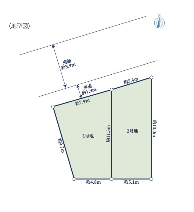 東淀川区豊里　２区画売土地の土地図