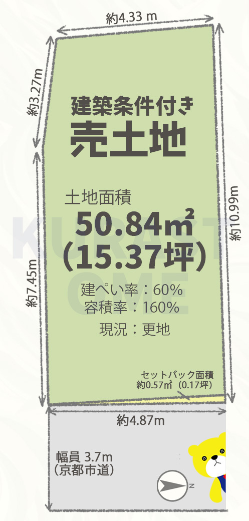 京都市右京区梅津北町　建築条件付き土地