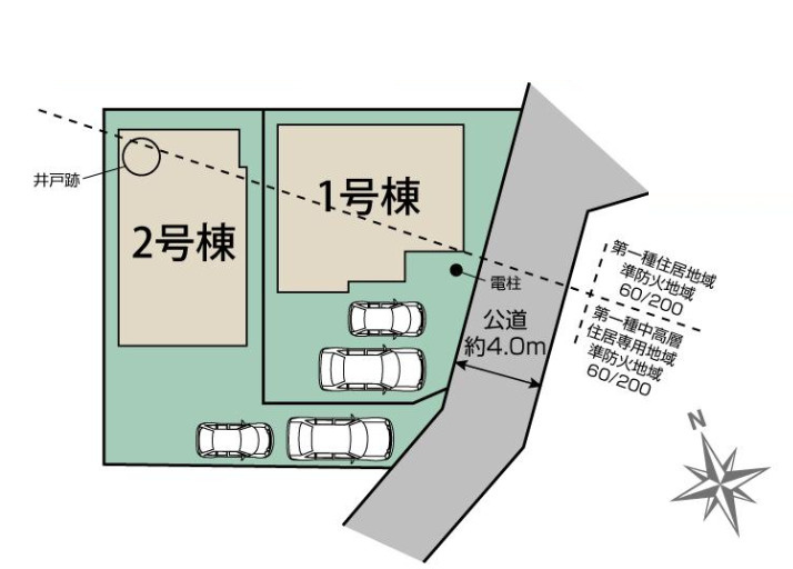 平塚市南原3丁目　新築戸建　全2棟2号棟の区画図