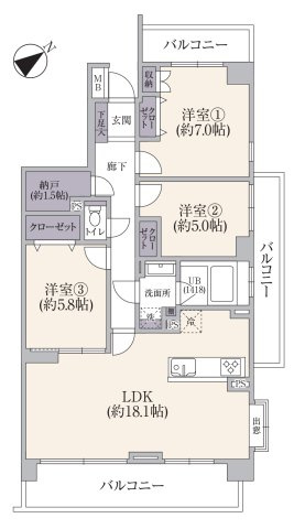 【間取り】 | 鷺沼南パークホームズヴィエント