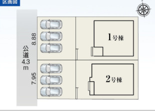 沼津市高島本町　全2棟　１号棟の区画図