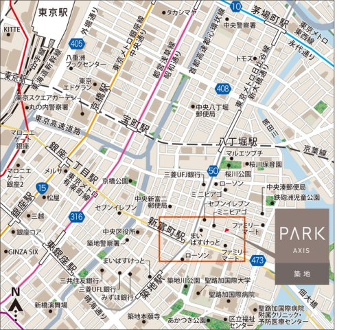 パークアクシス築地の地図