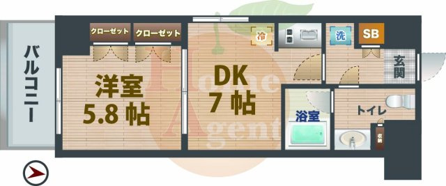 【間取り】 | パークスフィア中野富士見町 | 1DKのお部屋です。