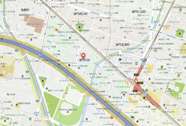 西宮市津門川町　中古戸建の地図
