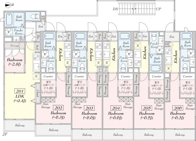 Horikiri M-RESIDENCEの間取り|2F間取り