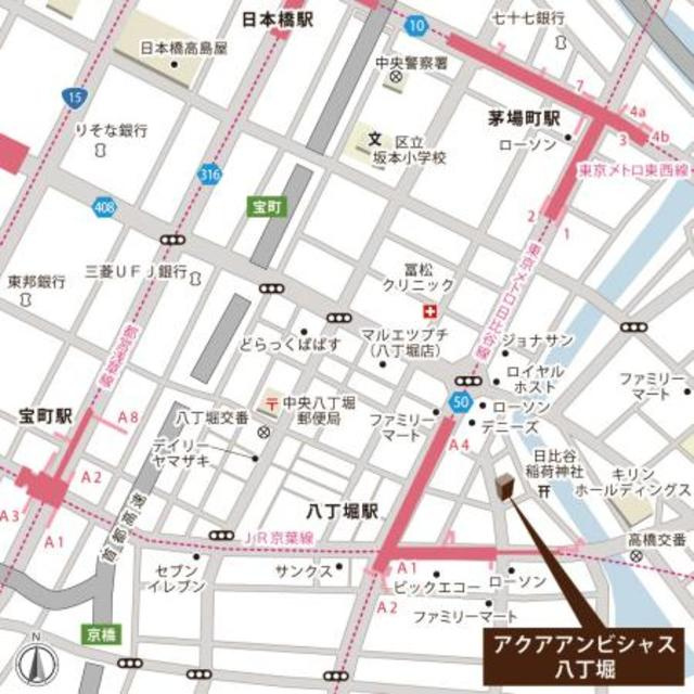 アクアアンビシャス八丁堀の地図
