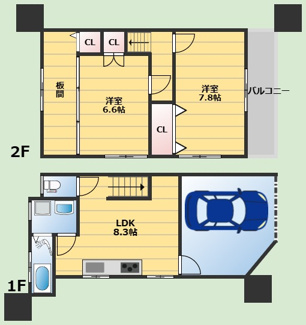 【間取り】 | 豊中市豊南町東3丁目貸家