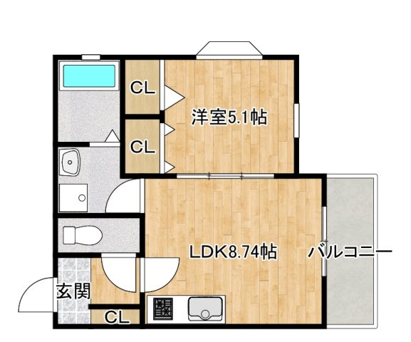 寝屋川市池田１丁目のアパートの間取り