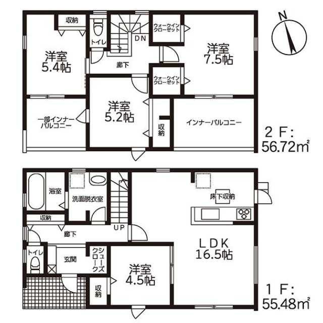 新築戸建て・仲介手数料無料）稲沢市祖父江高熊　１号棟の間取り