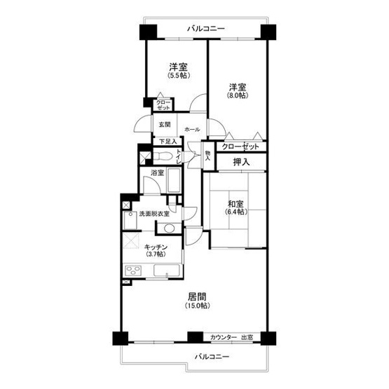 【間取り】 | パークアベニュー参番館Dコート