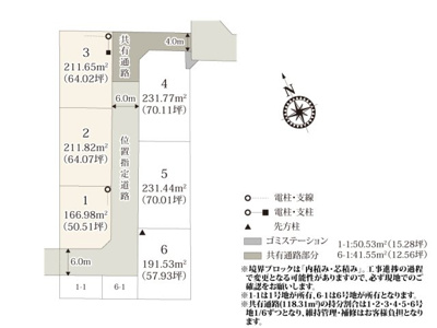 【区画図】 | 前面道路は6.0mのため、お車の出し入れもラクラクです。