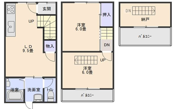 源氏ケ丘中古戸建の間取り|全居室6帖以上とゆったりした設計の間取りです！