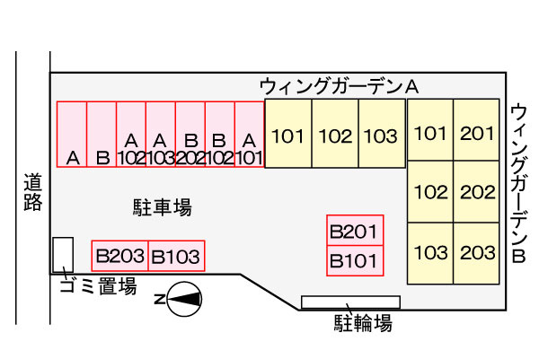 ウィングガーデンBの区画図